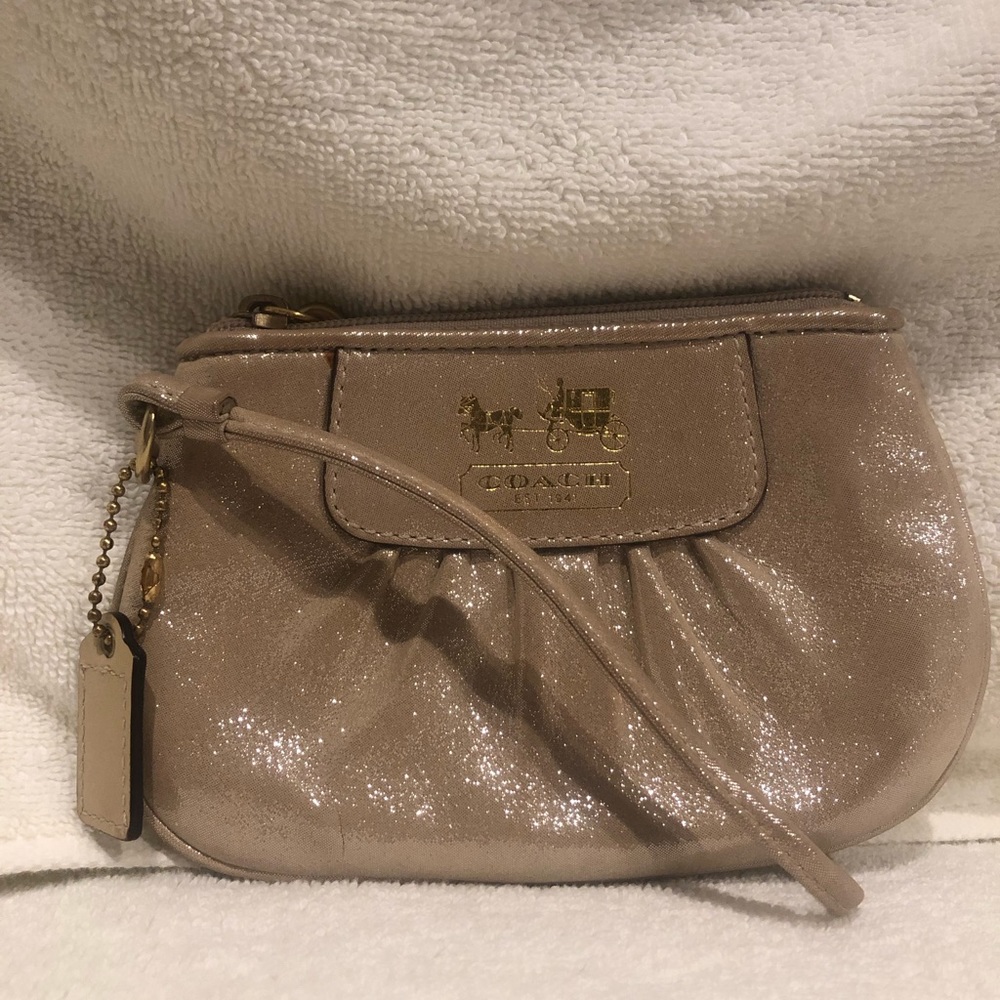 Madison Gold Sparkle Coach Wristlet